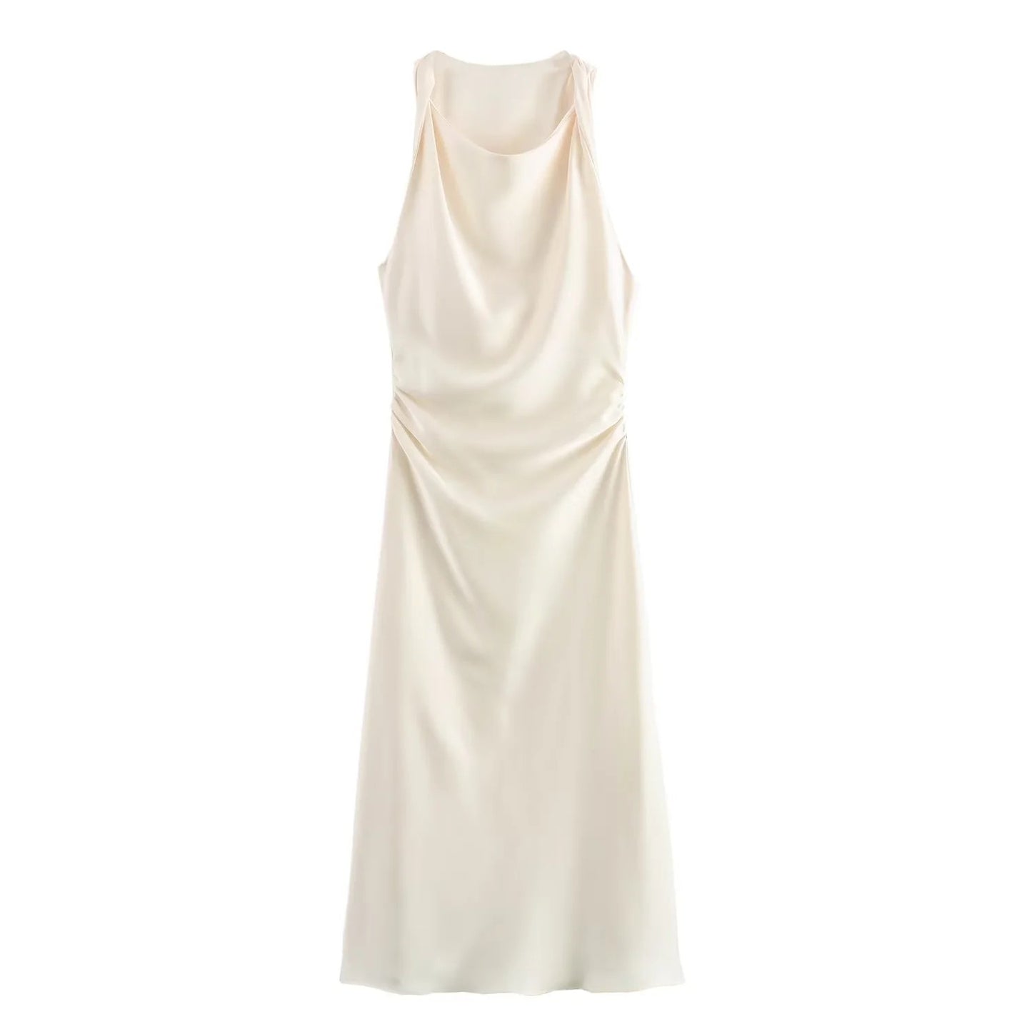 TRAF Satin Long Dresses for Women 2024 Summer Slip Midi Dress Woman Sexy Evening