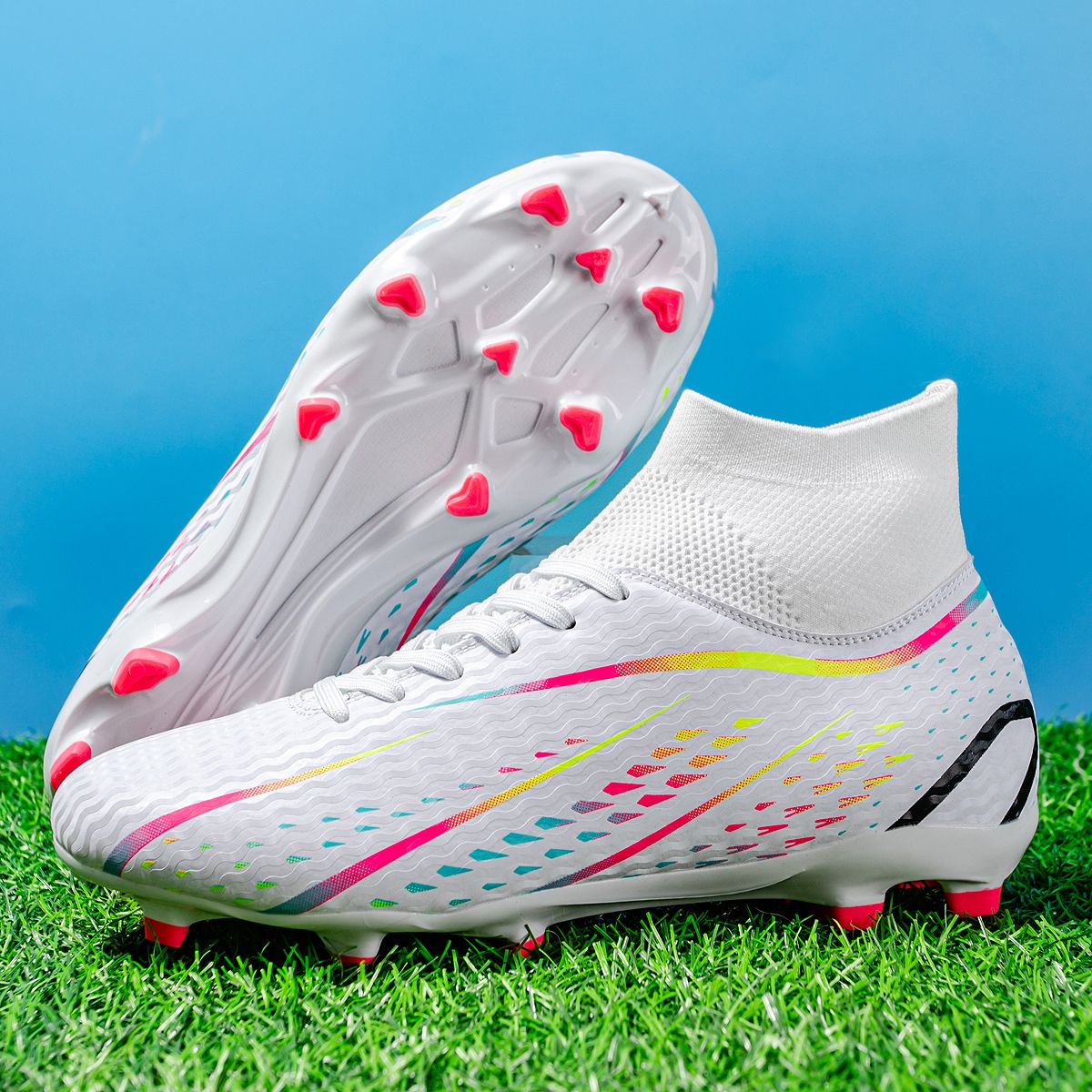 Unisex Soccer Cleats With FG Studs And TF Blades Options For Natural Grass Turf Indoor Superior Traction Anti Slip Grippy Soles