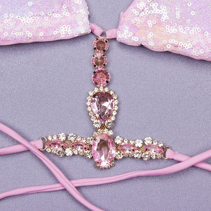 Sequins Sexy Bikinis Swimsuit With Rhinestones Women Swimwear Female Push Up Bikini Beach Swim Wear Bathing Suits Pool Bather