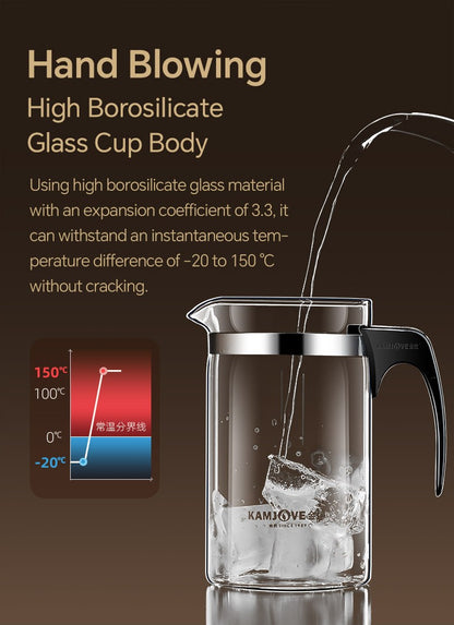 KAMJOVE Tea Pot for Infusions One-touch Tea Filtering Heat-resistant Glass Tea Cup 200/300/500/1000/1200ML Tea Brewing Kettle