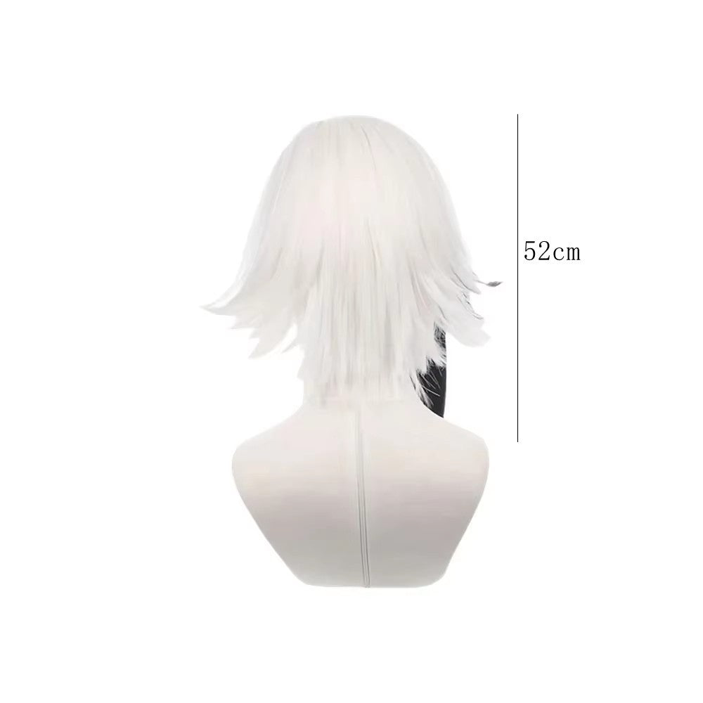 Peruca Cosplay Anime Arlecchino Curta Reta Branca Preta Cabelo Sintético Peluca Para Festival Frieren Adereços de Halloween