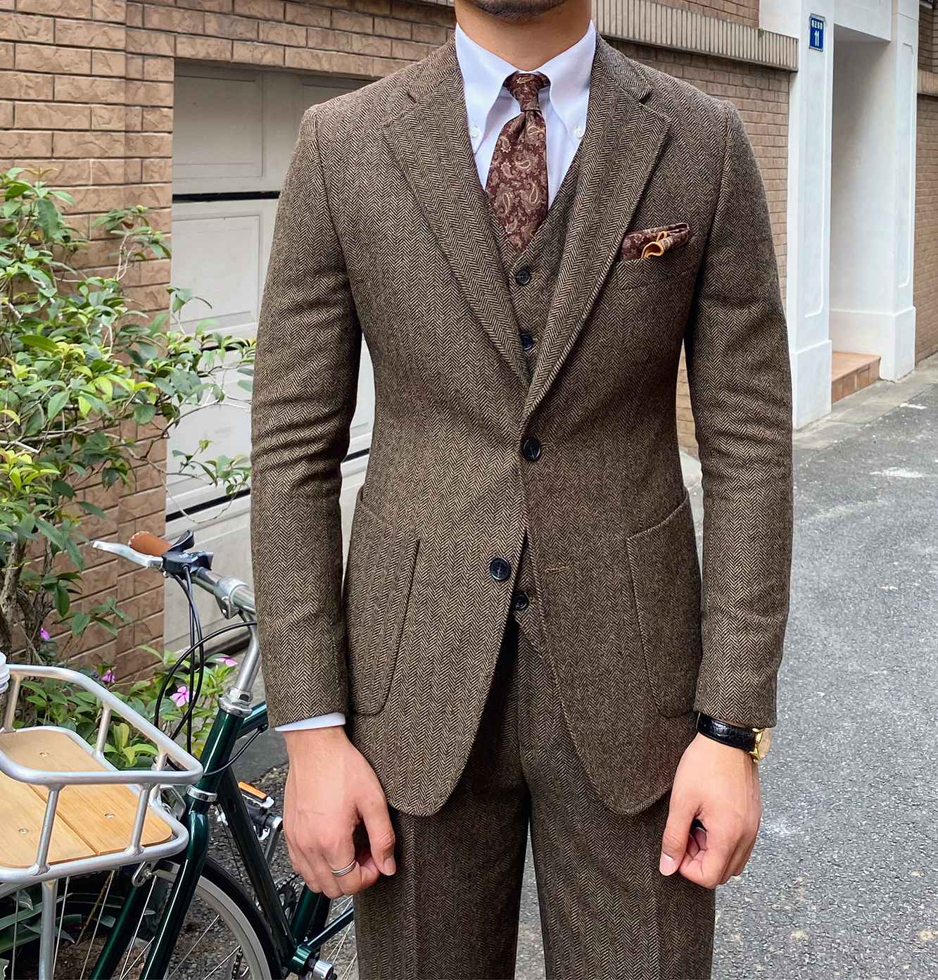 3 Pieces Men's Suits Tweed Herringbone Slim Fit Business Cauasl Waistcoat  Jacket Groomsmen Wedding Suits?Blazer+vest+Pants?