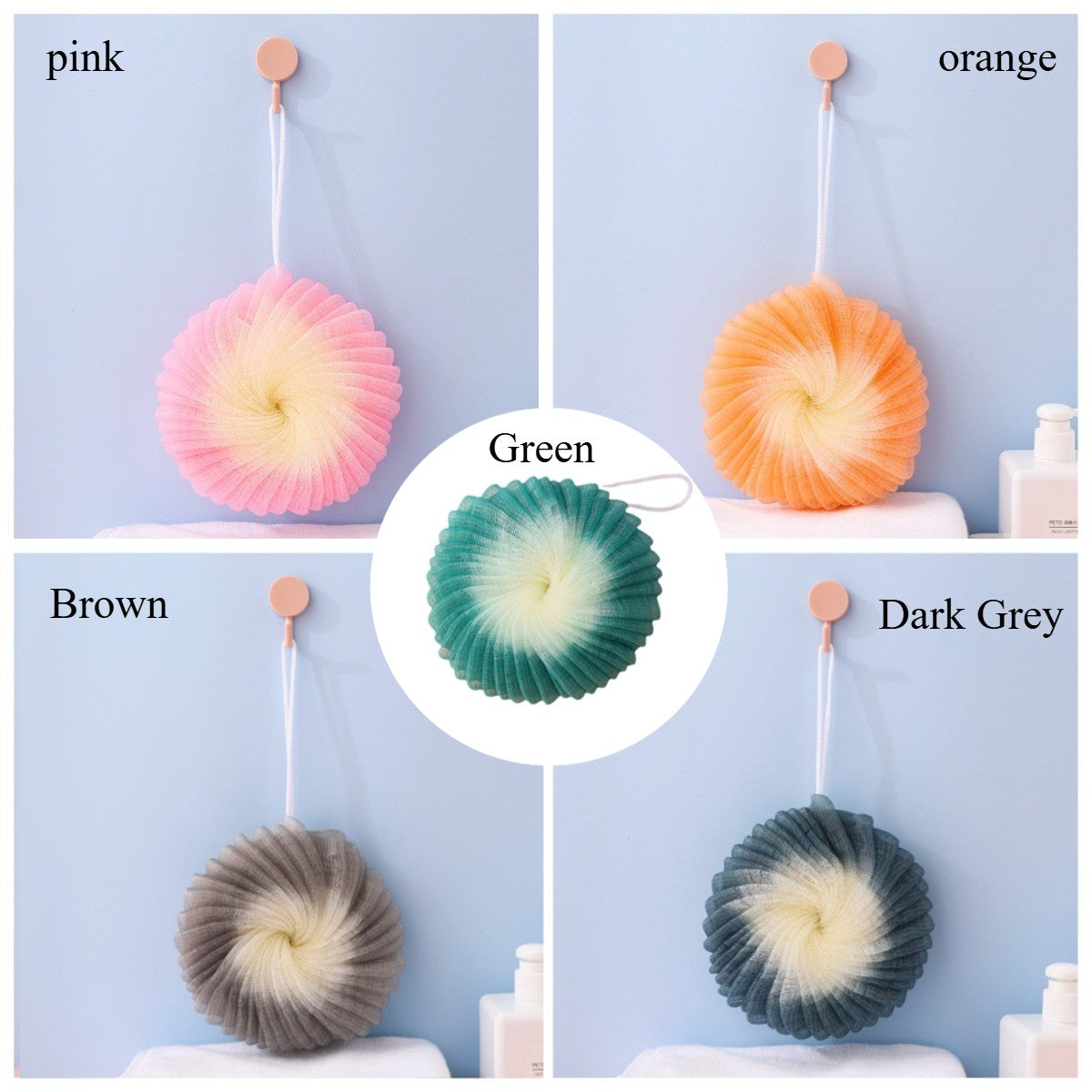 1pc Shower Mesh Foaming Sponge Balls Soft Body Scrub Exfoliating Skin Back Brush Cleaner for Bath Bubble Ball Bath Accessories