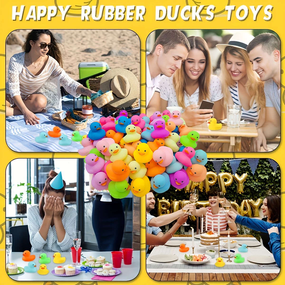 12/24 Colorful Rubber Ducks Bath and Shower Summer Beach Birthday Party Pool Party Decorations Gifts Stocking Stuffers