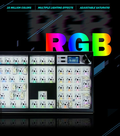 Kit de Teclado Mecânico GMK104 Teclado Gamer de Três Modos Hot Swap Retroiluminado Estrutura Gasket Este VIA com tela de exibição
