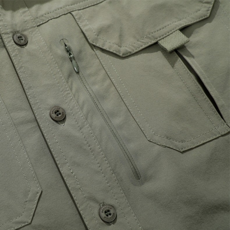 Men's Breathable Short Sleeve Shirt Men Casual Tactical Cargo Shirts Summer Quick Dry Hiking Work Shirts for Man Short-sleeved