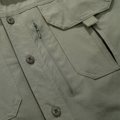 Men's Breathable Short Sleeve Shirt Men Casual Tactical Cargo Shirts Summer Quick Dry Hiking Work Shirts for Man Short-sleeved