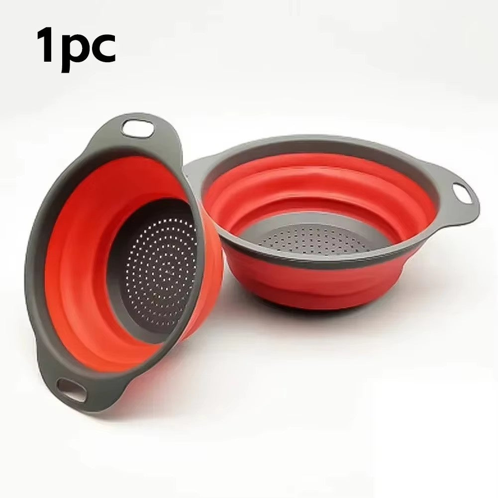 Escorredor Dobrável Cesto de Lavar Frutas Legumes Escorredor de Louça Escorredor de Silicone Escorredor Dobrável Utensílios de Cozinha