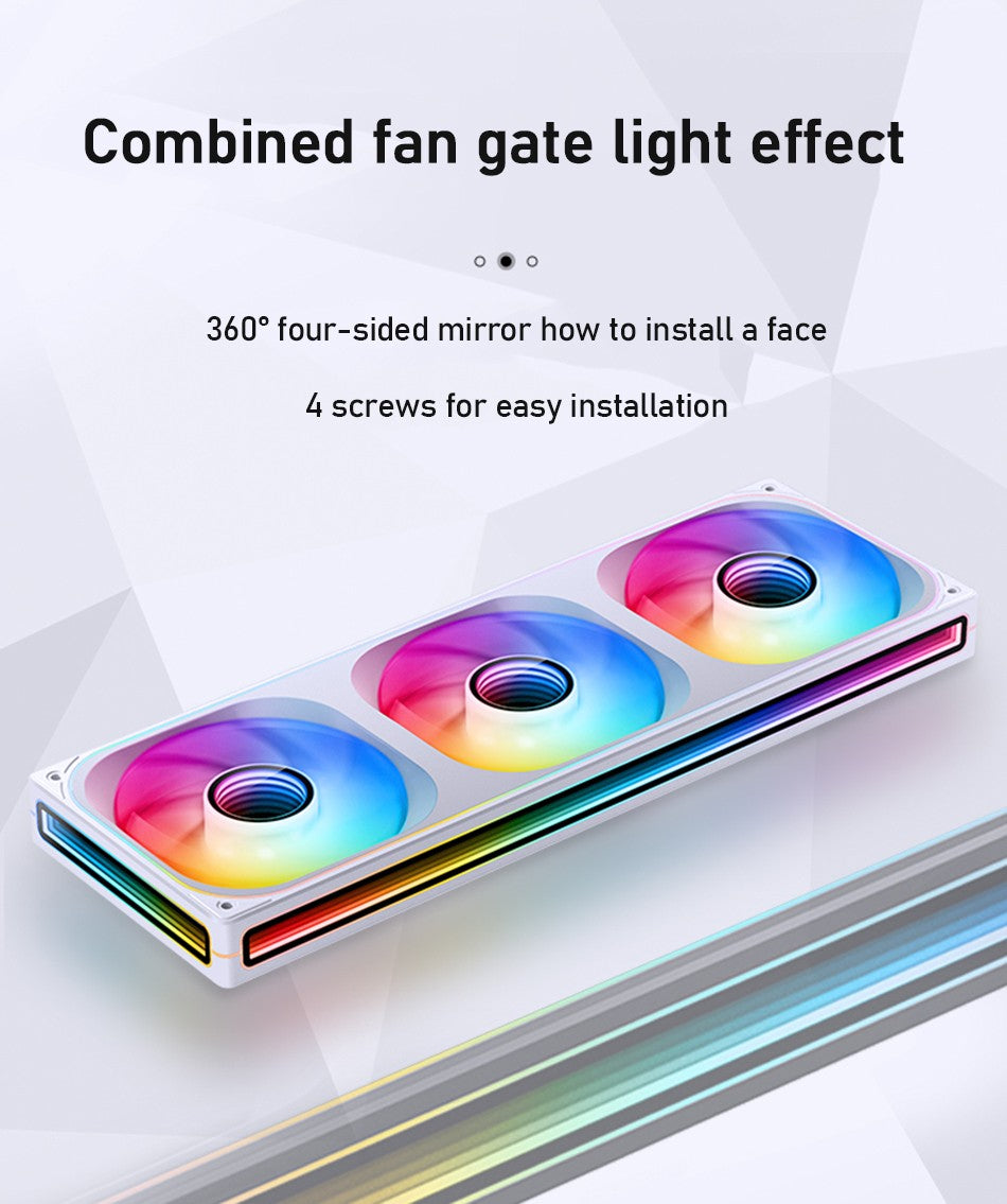 Jonsbo ZB-120/240/360 Computer Case Fan 5V ARGB 120mm Water-Cooled CPU Cooling Fan PWM ZB-360BR Forward/Reverse Fan Kits