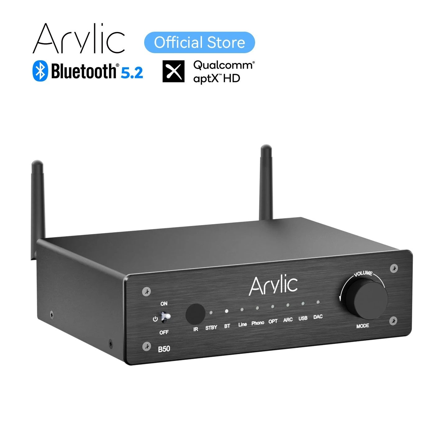 Arylic B50 Bluetooth 5.2 Transmitter Receiver AptX HD Audio Adapter Wireless Audio Amplifier for TV Home Headphones Stereo