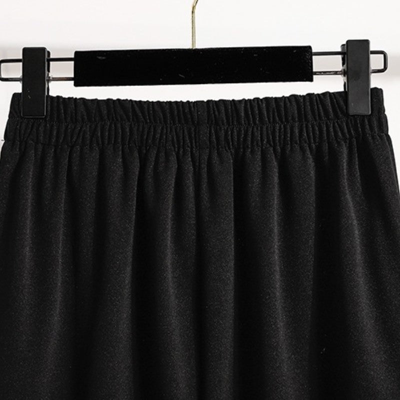 Autumn Winter Mid-Length A-Line Skirt 2025 Plus Size Elegant Asymmetrical Slit Skirts Women's High Waist Oversized Suit Skirts