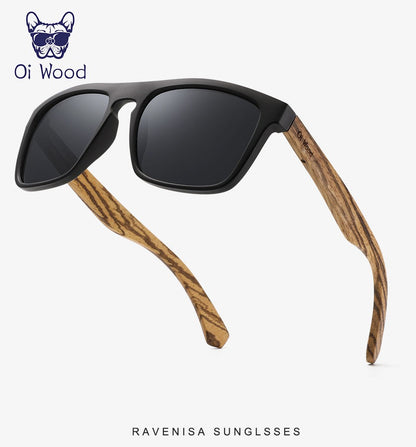 Óculos de Sol Quadrados de Madeira com Lentes Polarizadas Vermelhas Oi Wood Women