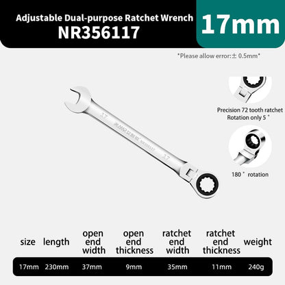 Conjunto de Chaves Catraca AMR Ferramenta Manual de 72 Dentes Cabeça Flexível Acabamento Espelhado 6mm-32mm Reparo Automotivo e Residencial