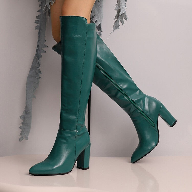 Fashion Women's Knee-High Boots 2024 Winter Warm Shoes Female Pointy Party Office High Heels Outdoors Long Boots Size 44 45 46