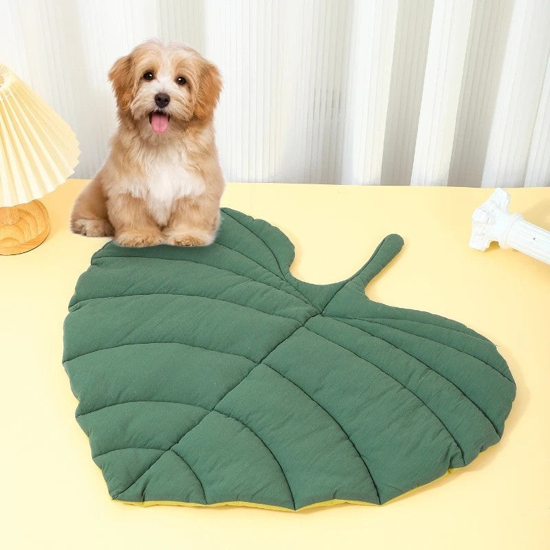 Tapete para Cama de Gato Formato de Folha Cobertor Macio para Cães Almofada para Dormir Lavável Antiderrapante Decoração de Ambiente Tapete de Chão para Cães Gatos Suprimentos para Animais de Estimação