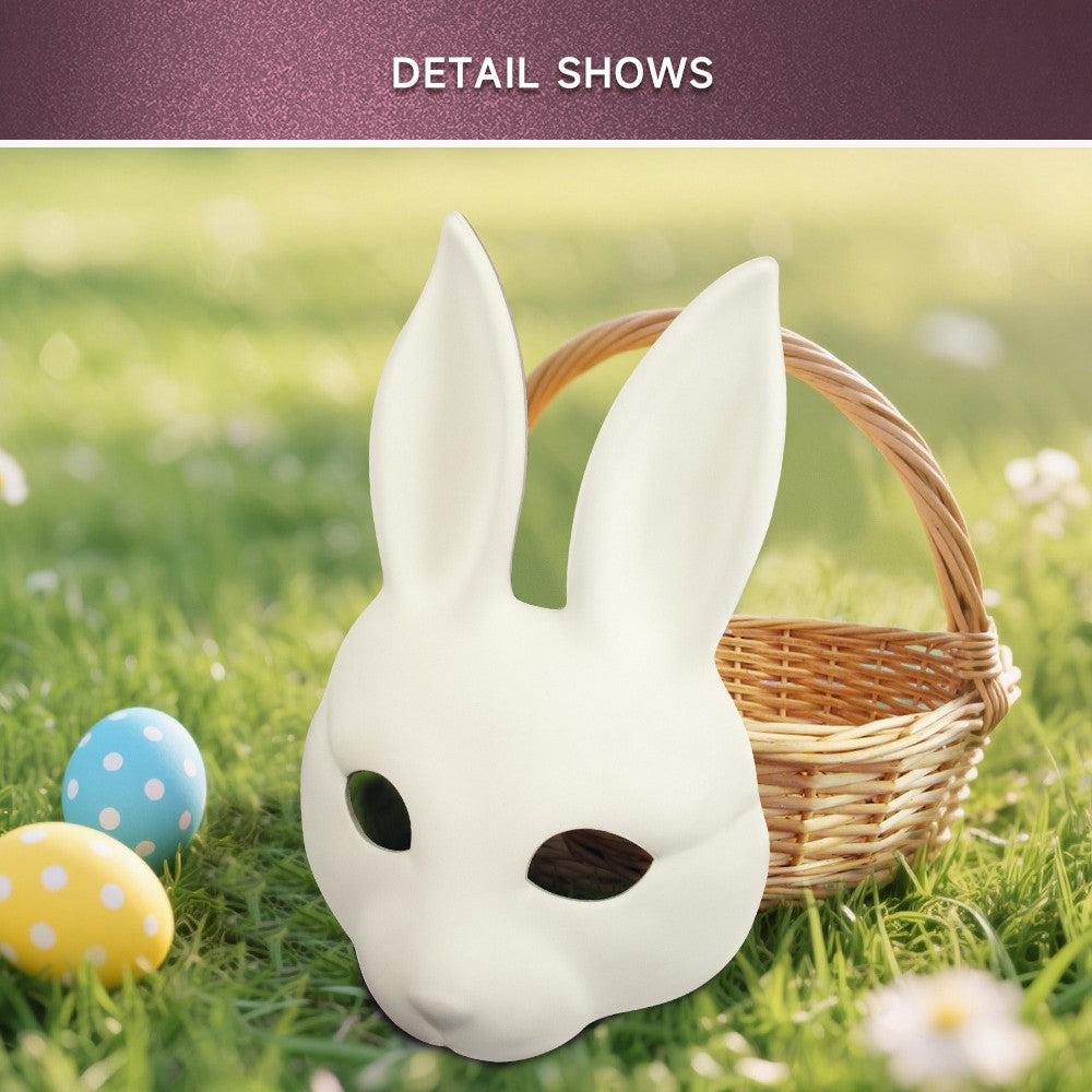 Halloween DIY White Rabbit Mask PU Leather Rabbit Mask Cosplay Costume Props Party Masquerade Performance Props