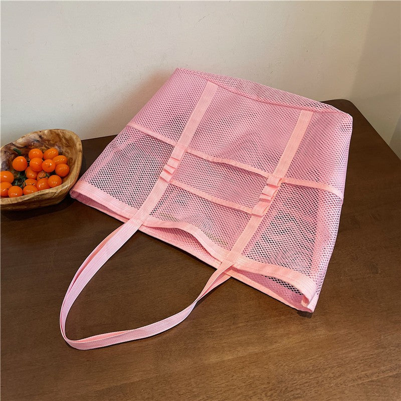Multipocket Summer Large Beach Bag For Towels Mesh Durable Beach Bag For Toys Waterproof Underwear Pocket Beach Tote Bag