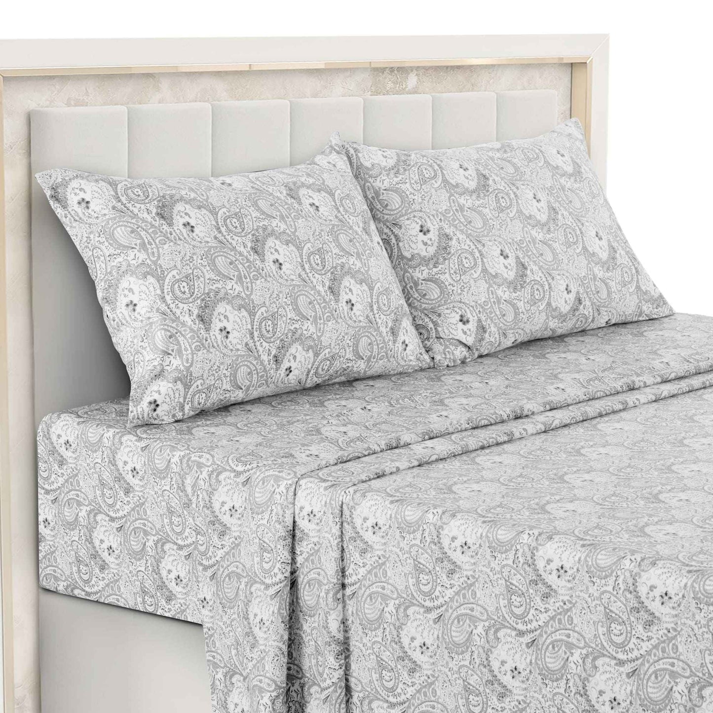 Lux Decor 4-Piece Paisley Bed Sheet Set – Soft Brushed Microfiber Sheets with 16" Deep Pockets – Wrinkle-Resistant Bedding