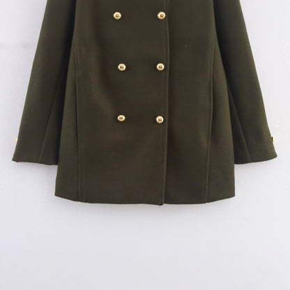 Thickened Double-Breasted Warm Collar Two-Tone Women's Winter Coat Fashionable Commute Style Polyester Fiber Long Sleeve Coat