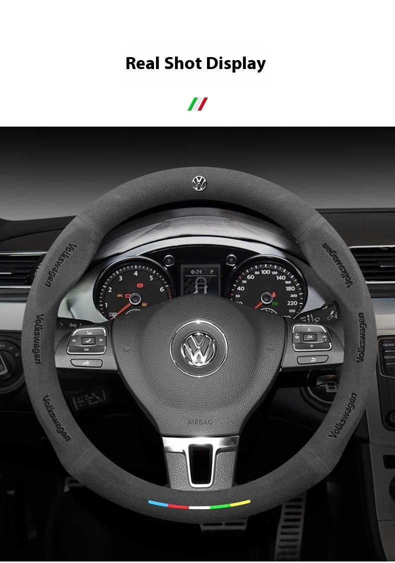 Car Suede Anti-Slip Steering Wheel Cover For Volkswagen Passat Golf 5 GTI Beetle Tiguan Touareg Polo T-ROC T-Cross Magotan Jeeta