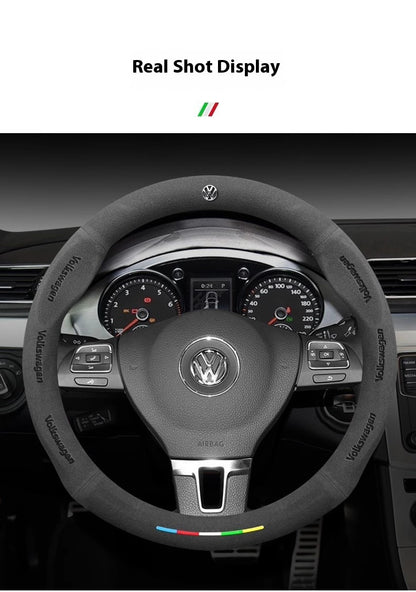 Car Suede Anti-Slip Steering Wheel Cover For Volkswagen Passat Golf 5 GTI Beetle Tiguan Touareg Polo T-ROC T-Cross Magotan Jeeta