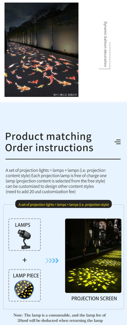 Outdoor Waterproof Custom Goldfish Cloud Pattern Dynamic Fish Light Creative Projection Lighting for Garden