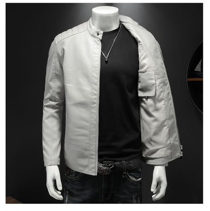 Men White Locomotive Leather Jackets Moto Biker Pu Leather Coats High Quality Male Spring Autumn Slim Leather Jackets Size 5XL