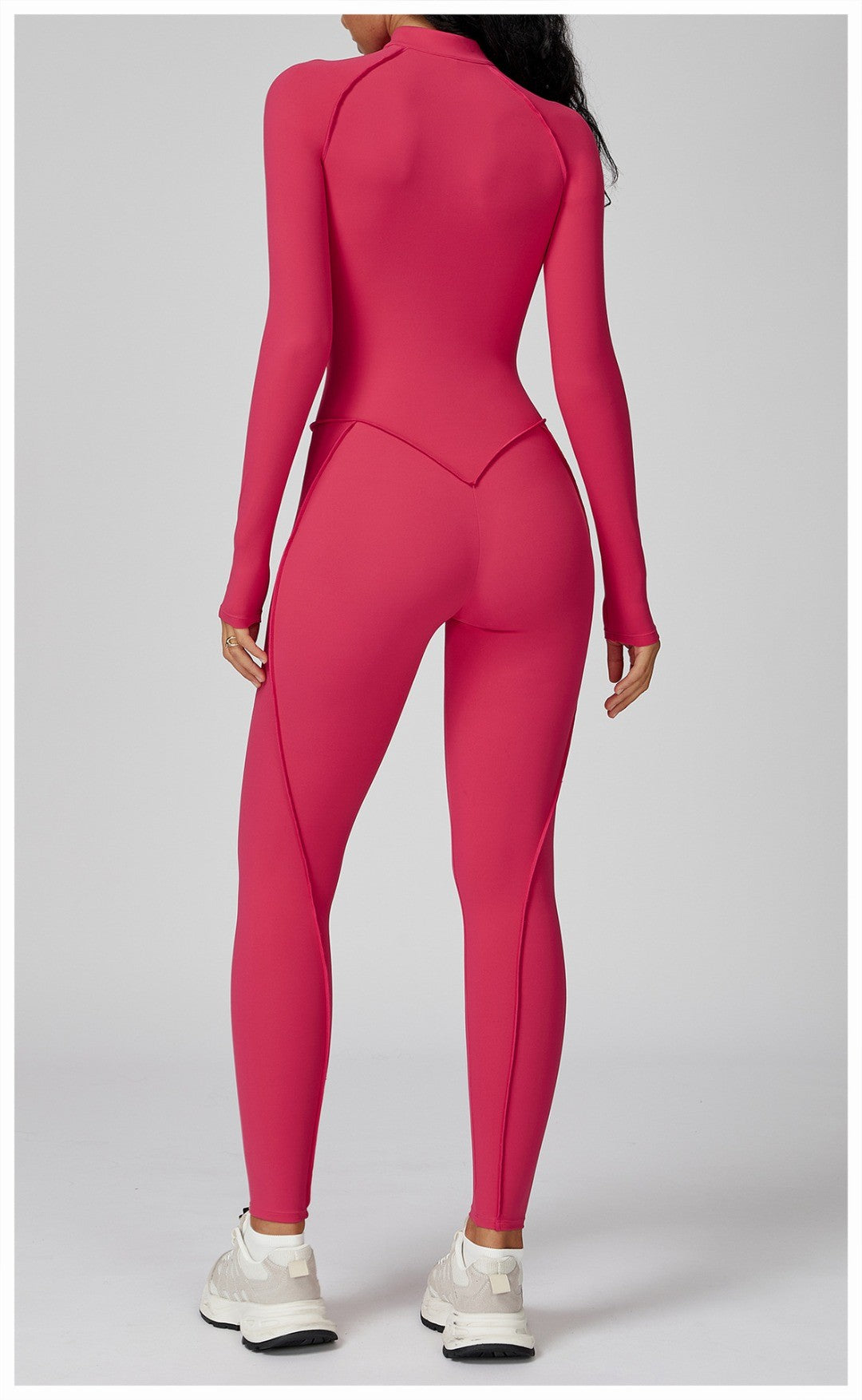 Seamless Yoga Jumpsuit Peach Hip High Elasticity Zipper Bodysuit Long Sleeves One-Piece Workout Clothes Gym Leggings Sportswear