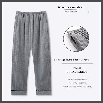 Men's Thickened Coral Fleece Pajama Pants Home Leisure Velvet Plush Winter Warm Large Size Sleepwear Comfortable Soft Fabric