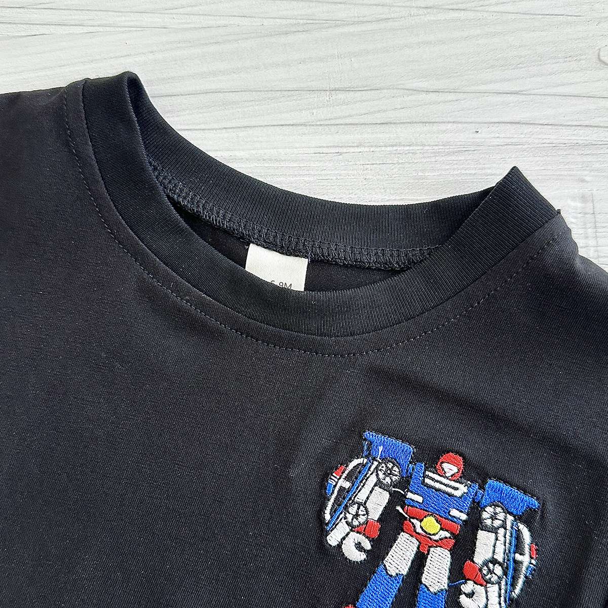 2025 Summer New Baby Clothes Infant Robot Embroidery Top+Bottom Set Baby Boys Girls Casual Baby Set Newborn Baby Clothes 2Pcs