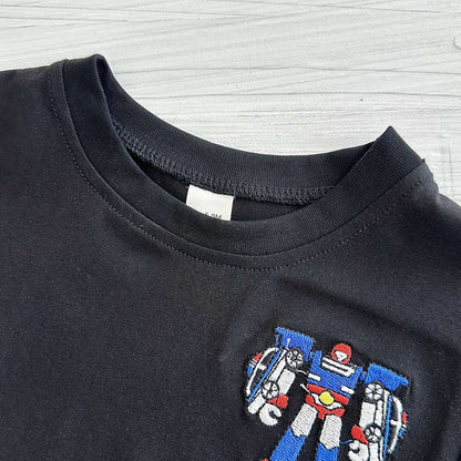 2025 Summer New Baby Clothes Infant Robot Embroidery Top+Bottom Set Baby Boys Girls Casual Baby Set Newborn Baby Clothes 2Pcs