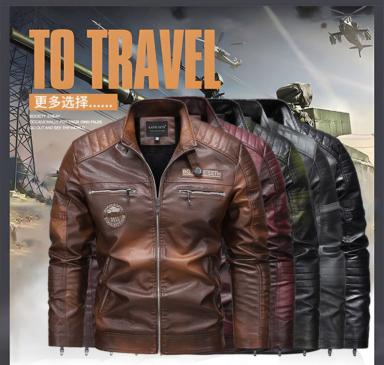 Quality New Male Casual Leather Jackets 7XL Autumn Winter Men Stand Collar Motorcycle Leather Jackets Vintage Leather Coat