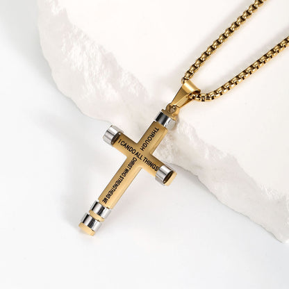 Colar Masculino Minimalista Aço Inoxidável Cruz de Jesus para Homem