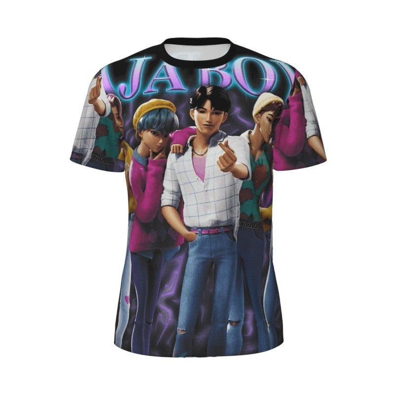 New Women's KPop Demon Hunters Graphic T-Shirt Korean Trendy Streetwear Top with Cartoon Character Prints Summer Fashion Top