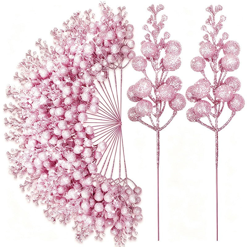 10/20Pcs Christmas Decoration Glitter Berries Artificial Flower Bouquet Christmas Tree Ornaments for Home New Year 2026 Decor