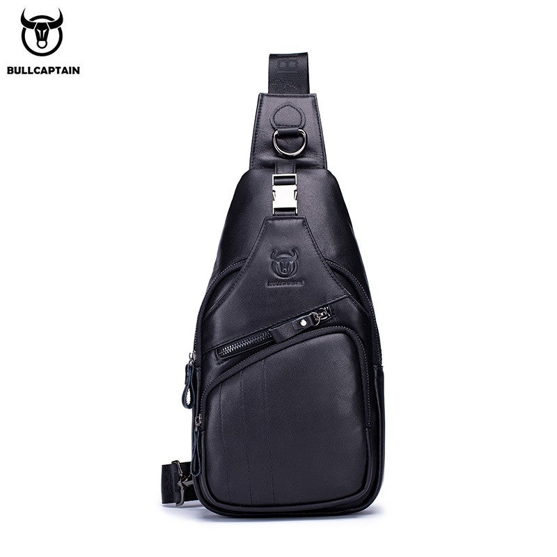 BULLCAPTAIN Bag Genuine Leather Chest Bag Men's Fashion Style Casual Straddle Bag Business Large Capacity Leather Men's Luggage