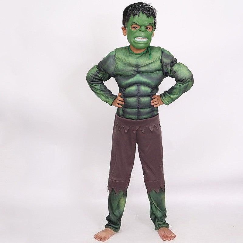 Kids Green Superheroes Anime Hulk Cosplay Muscle Costumes Boys Birthday Halloween Carnival Party Hulk Dress Up Jumpsuit