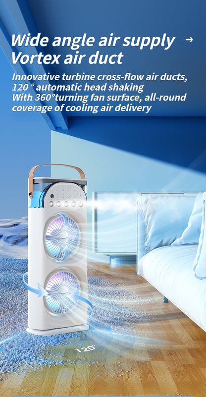 Multi-Function Mist Fan with Oscillating Air Conditioner, Aromatherapy, Colorful Lights & Timer for Home Office Use