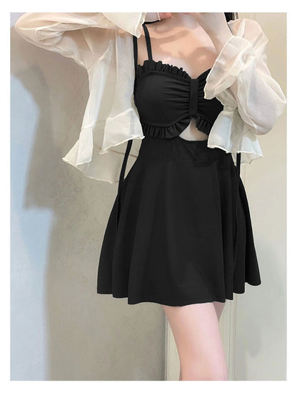 Women Ruffle One-piece Swimsuit Monokini Swimsuit Set Stylish Women's Beach Swimwear Set with Ruffle Trim Monokini for Holiday