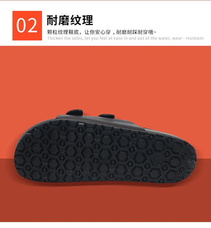 Litfun Women Summer New Sandals Fashion Double Buckle Outdoor Non-slip Beach Shoes Soft EVA Sandals Couple Casual House Slides