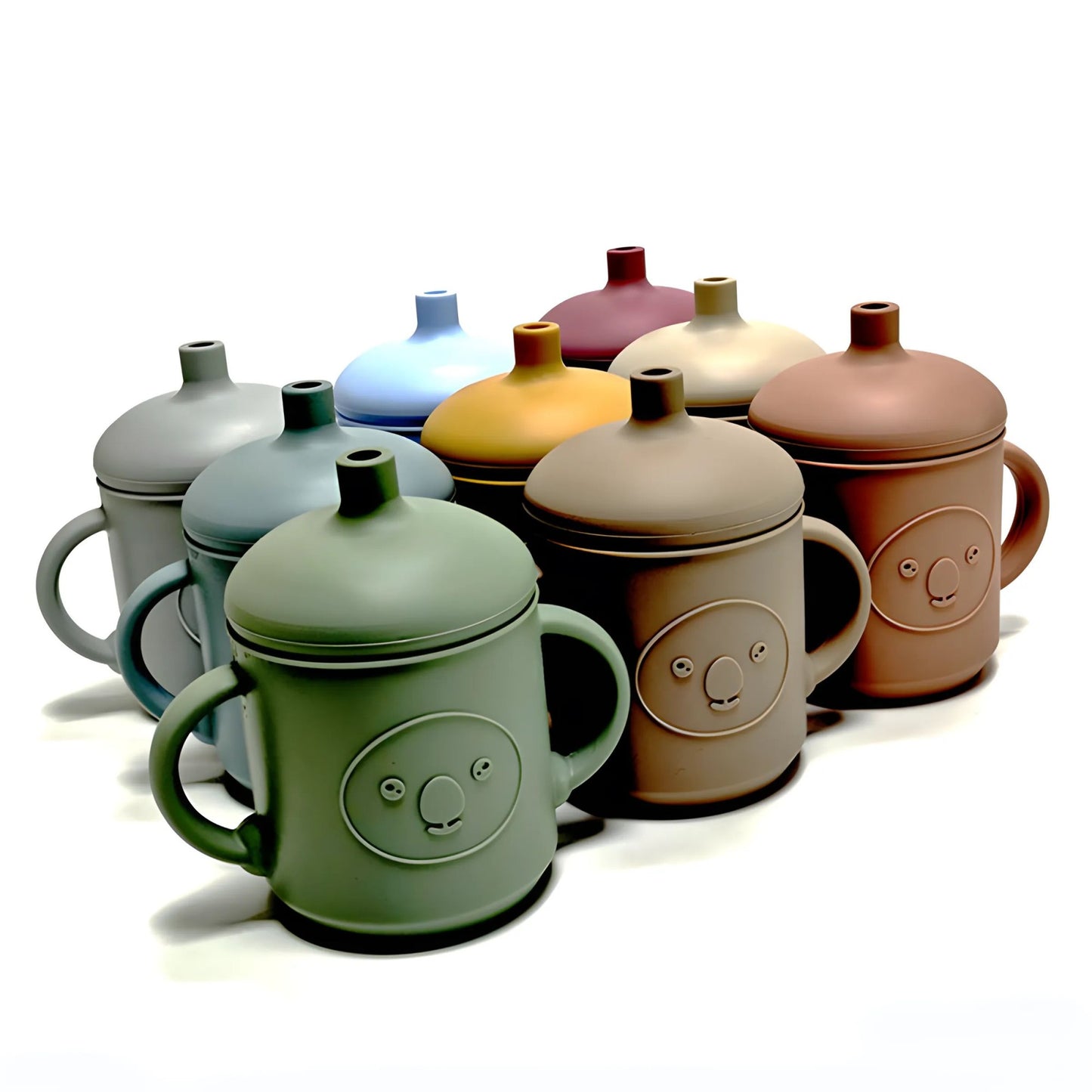 Silicone Learning Mug With Straw Children's Drop Resistant High Temperature Training Cup With Lid Baby Silicone Mug