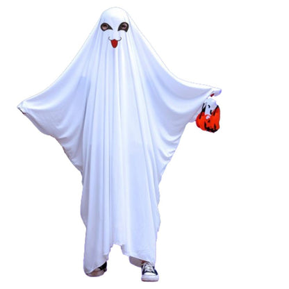 Hooded Halloween Cloak Cape Funny Cosplay Smile Face Ghost Poncho Robe Fright Clothes Black Eye Ghost Cosplay Costume