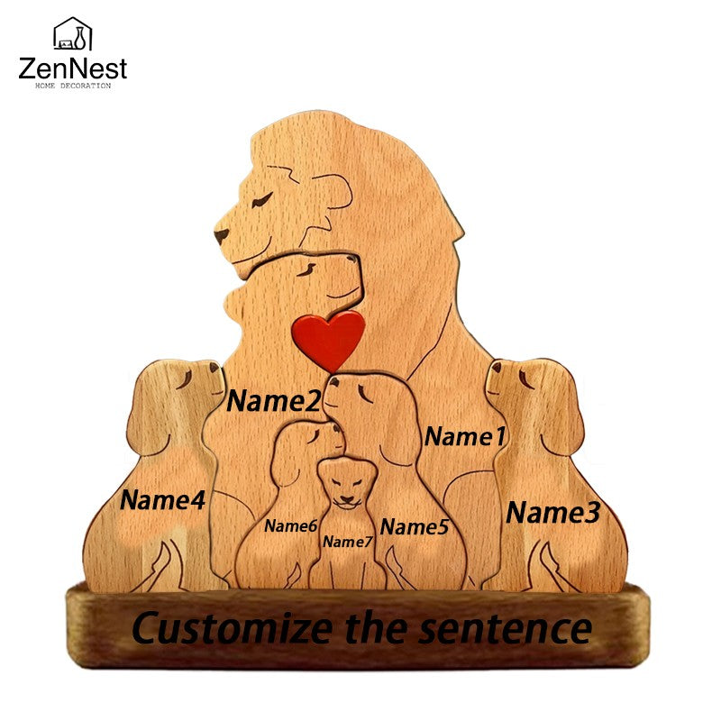 Wooden Lion Family Puzzle Ornament DIY Custom Name Home Decorations Thanksgiving Christmas Gifts Gifts for Mom Art Crafts