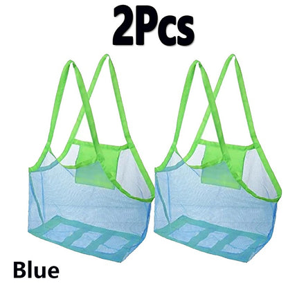 2PCS Beach Toys Mesh Bag Large Mesh Sand-Away Portable Tote With Convenient Hanging Hole Breathable Foldable Storage For Toys