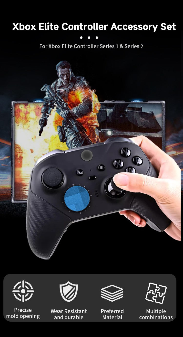 14-in-1 for Xbox One Elite Series 2 Controller Accessory Kit Metal D-Keys Trigger Paddles Repair Kit Gamepad Thumbstick Grip