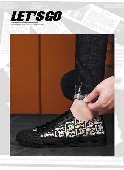 New Shoes for Men Genuine Leather Patchwork Casual Shoes Trend Flat Skateboard Shoes Youth Cool Lace-up Sneakers