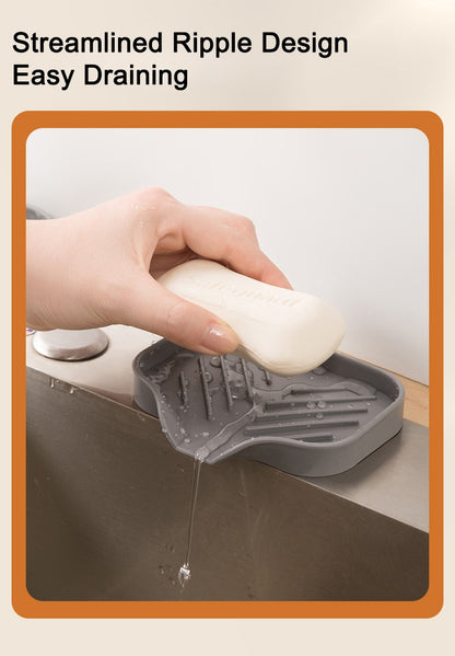 1/2pcs Kitchen Sink Silicone Tray With Drain Soap Sponge Storage Holder Countertop Sink Scrubber Brush Soap Storage Rack