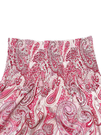 Vacation Style Stretchy Waist Long Maxi Skirt - Flowy Beach Skirt with Elastic Waistband