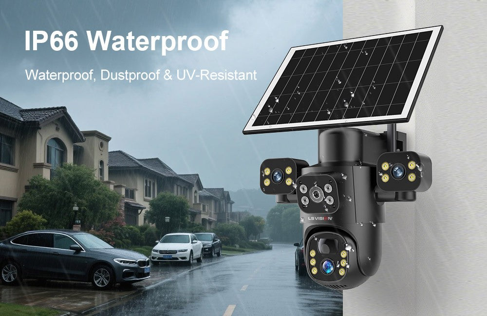 LS VISION 4G / WiFi Solar Camera 3Lenses Outdoor 15MP 4K Low Power Battery IP Camera PIR Night Vision V380 Pro CCTV Security
