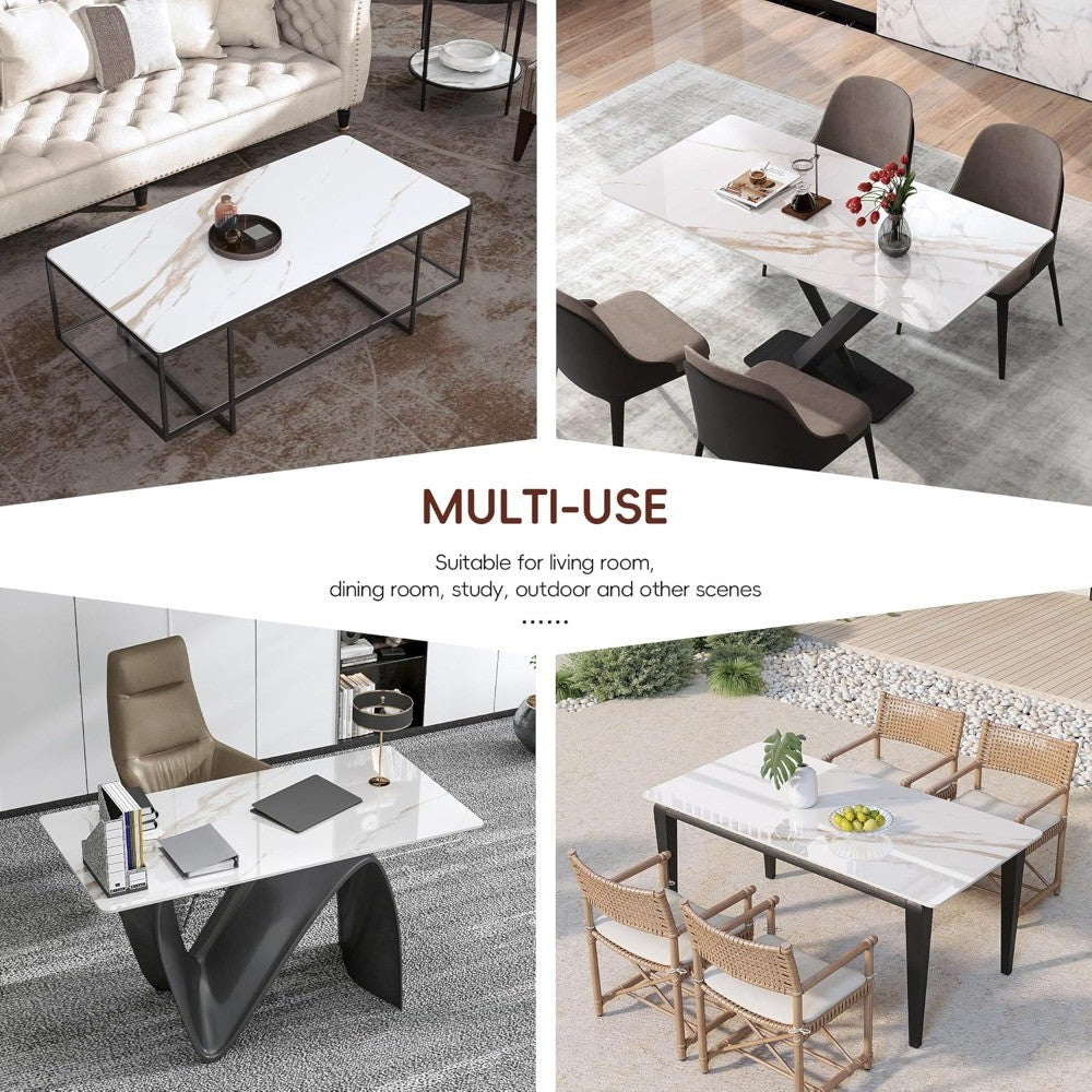 55 x 28 Inch Sintered Stone Tabletop for Standard and Sit to Stand Desk Frame, Table Top for Kitchen Table, Outdoor Indoor Dinin